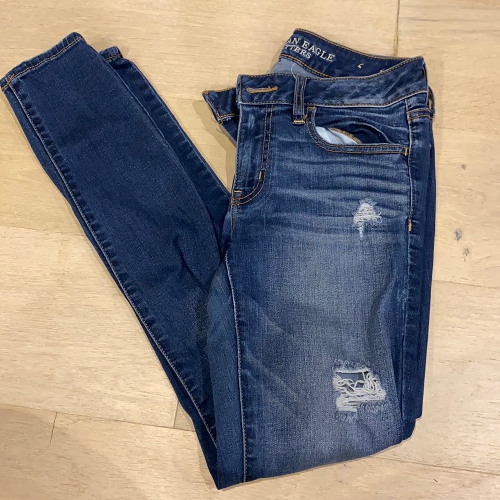 Blue ripped jeggings